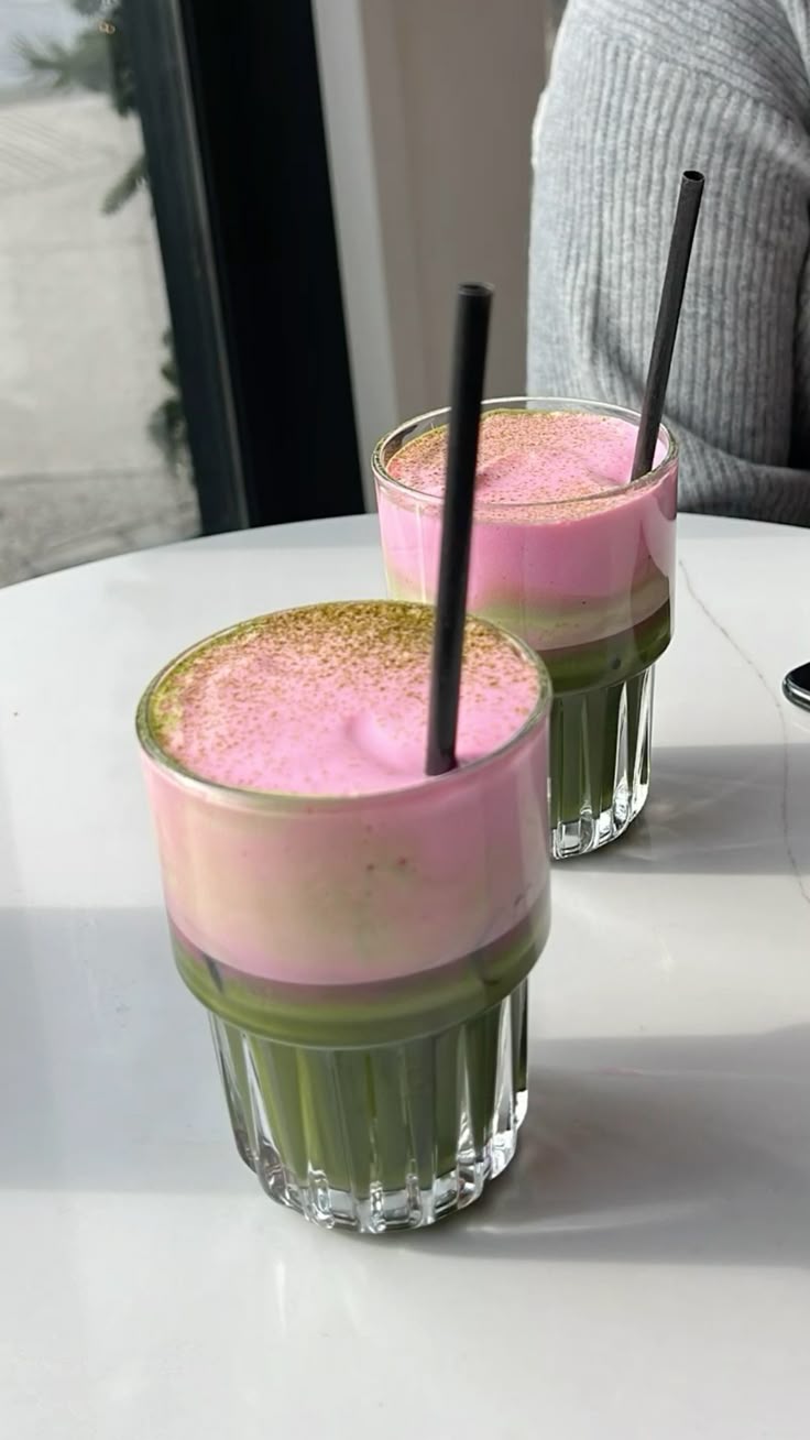Pink cloud matcha latte
